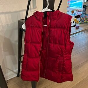 Red puffer vest